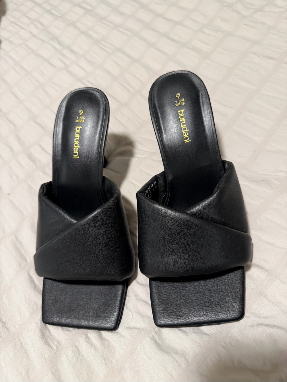 Black Slide Sandals with Crisscross Strap -